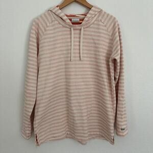 Columbia Womens L Sweatshirt Pink Coral‎ white strips outdoors Beach